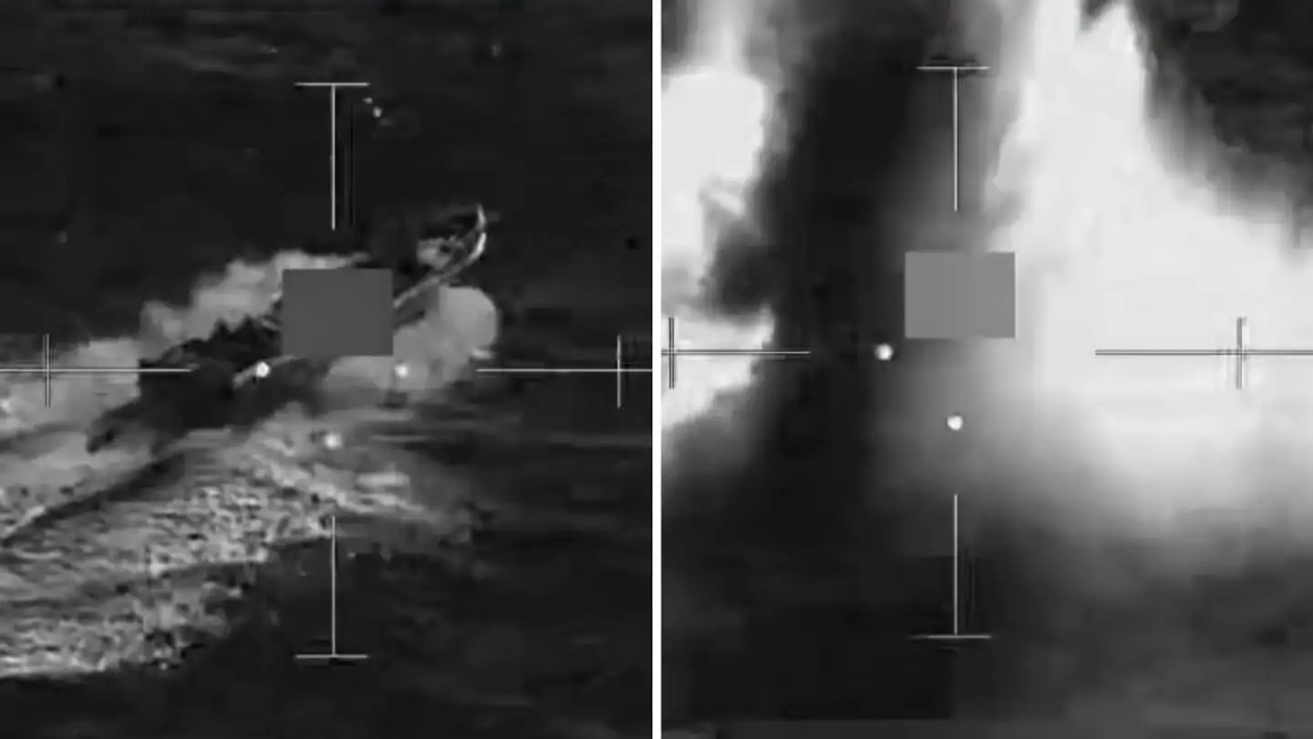 El momento del ataque a una presunta embarcación narco.