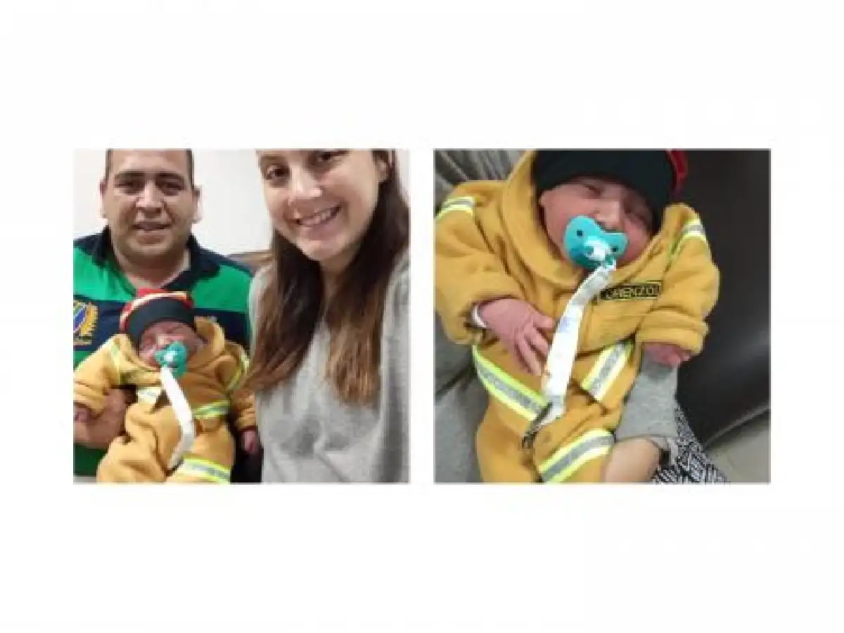 Bombero desde la cuna: nació Lorenzo y hace historia en el cuartel de San Francisco 