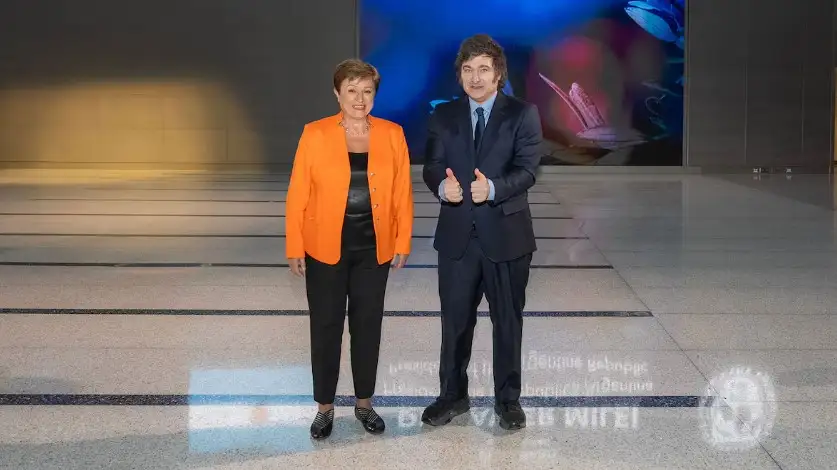 Milei y Georgieva, hace un mes, en Washington