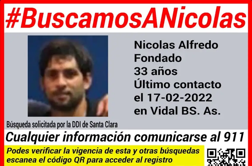 Buscan el paradero de un joven de 33 años