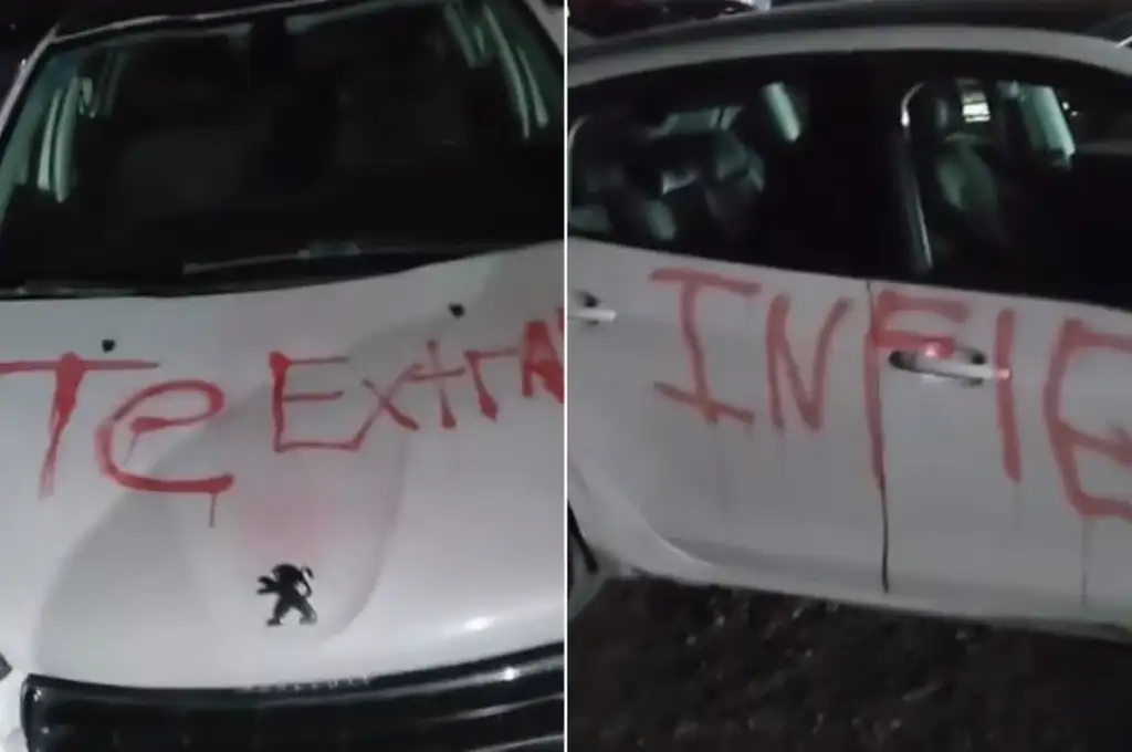 Las imágenes del Peugeot 207 con los mensajes pintados se viralizaron en TikTok (Video: @ericabeatrizagu41)