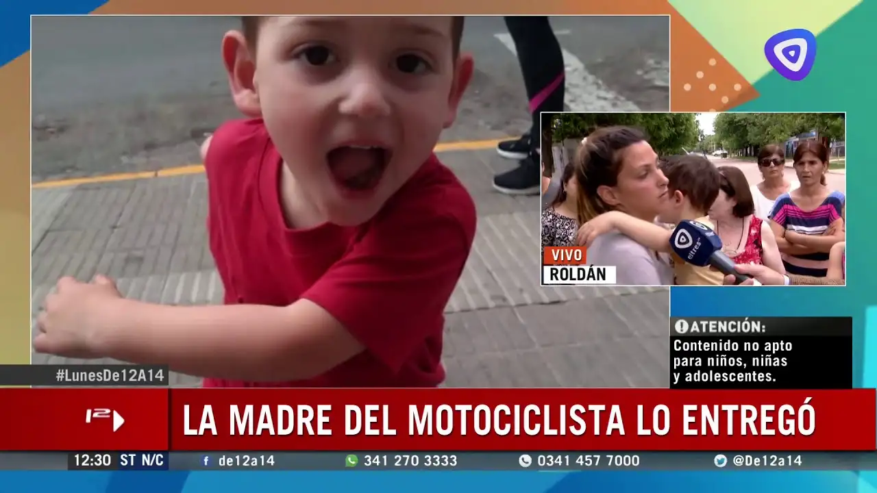 Un motociclista sin licencia atropelló a un nene en Roldán