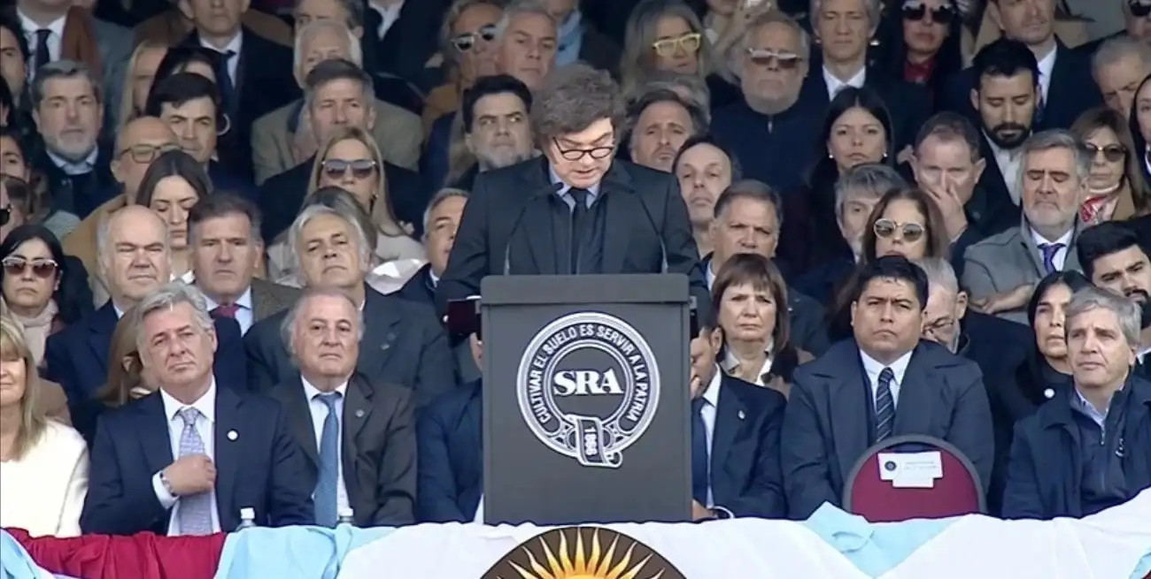 El presidente Milei durante su discurso. Crédito: Presidencia