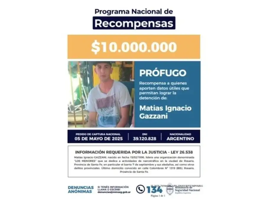 recompensa por uno de los lideres de la banda los menores