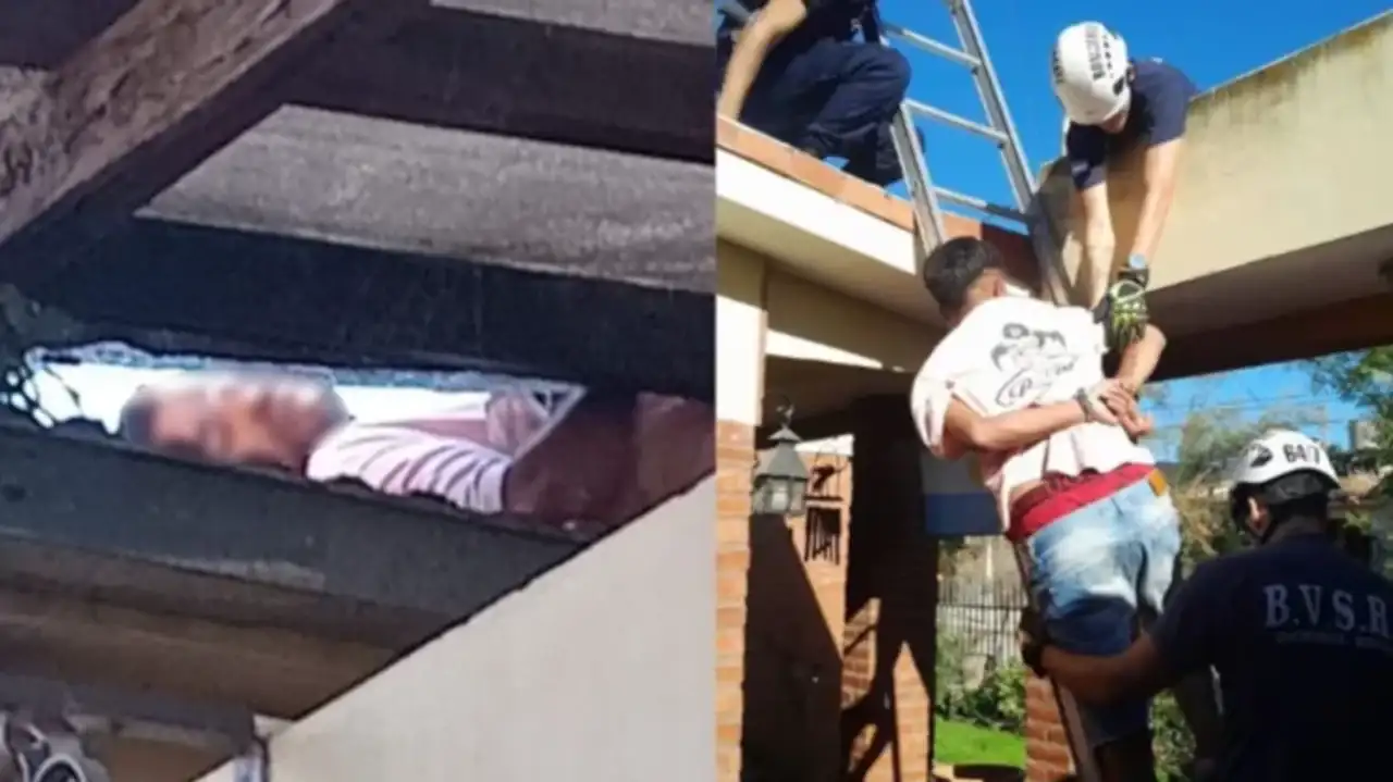 Ladrón atascado en el techo.