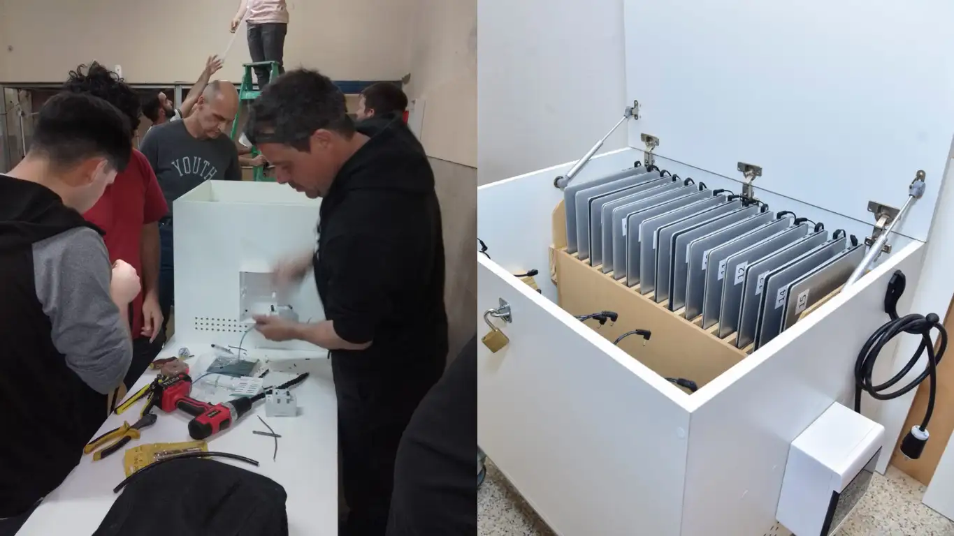 CeDeR San Francisco y la escuela ProA articularon un proyecto para fabricar carros de carga y traslado de notebooks.