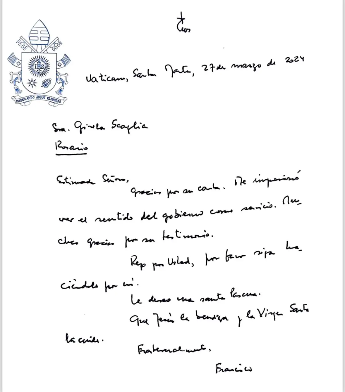 Texto del Papa Francisco