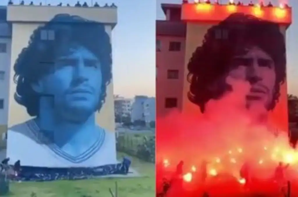 Presentaron un nuevo mural de Maradona en Nápoles