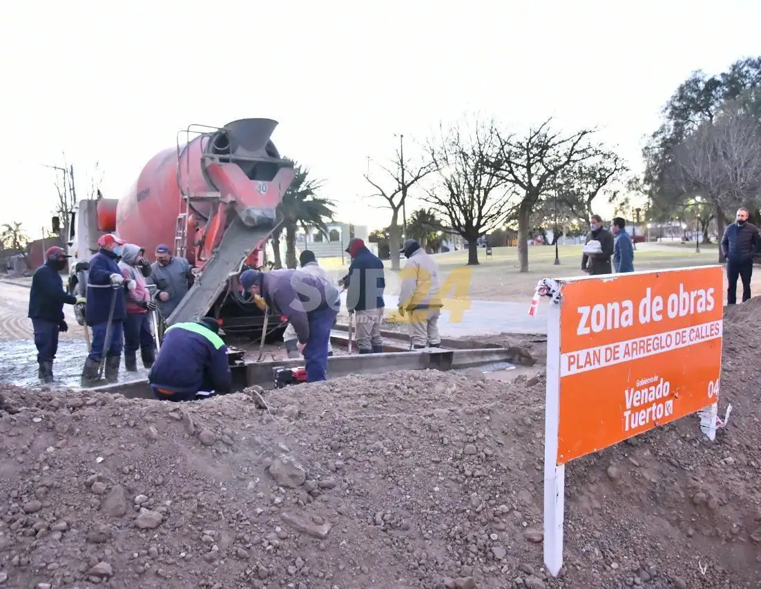 El gobierno de Venado Tuerto refuerza su plan de arreglo de calles con nuevas pavimentaciones 
