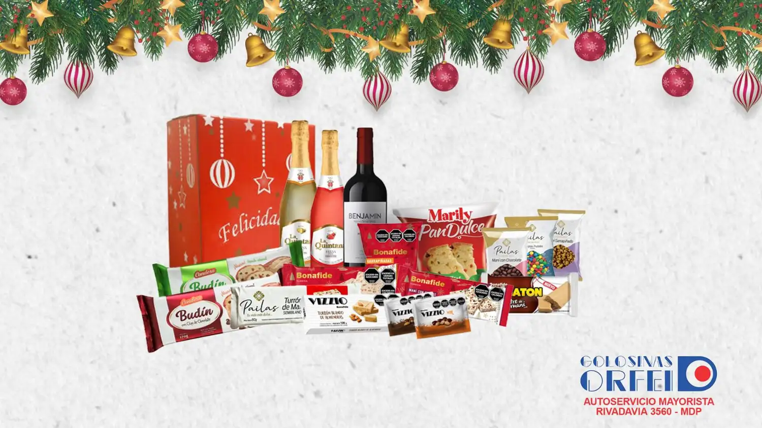 En el local de Rivadavia 3560 se consiguen las populares cajas navideñas, que incluyen golosinas.