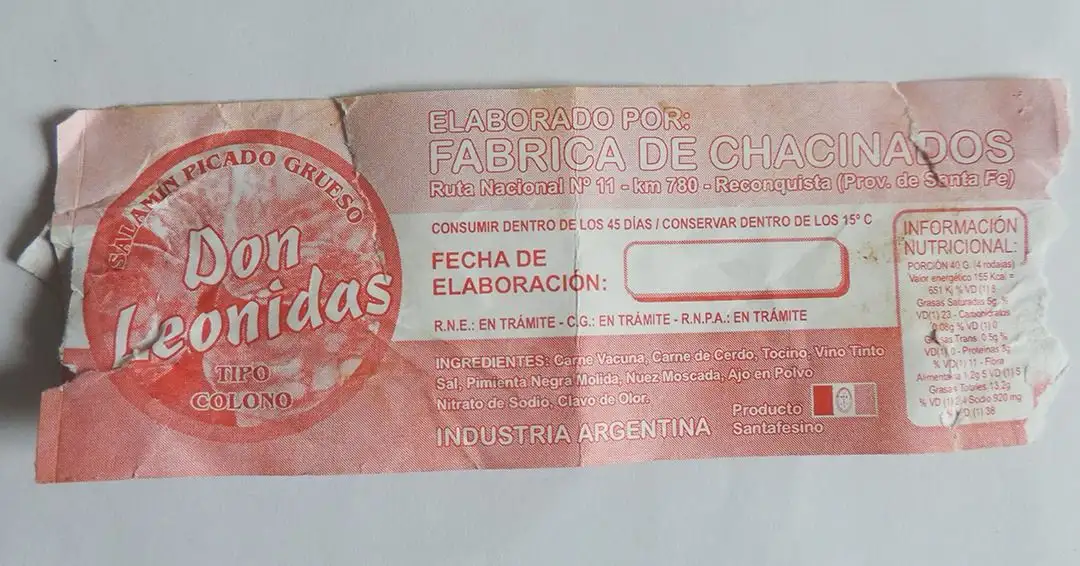 La etiqueta del producto prohibido por Assal.