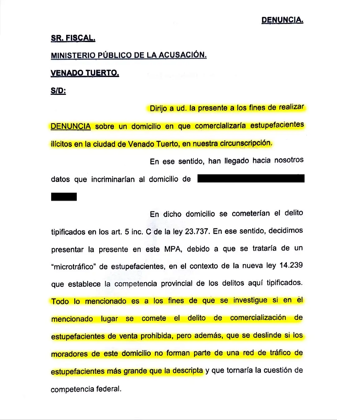 DENUNCIA DI GREGORIO