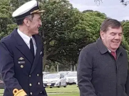 Montenegro, en su primera actividad oficial como intendente de General Pueyrredon, tras su licencia de la Legislatura.