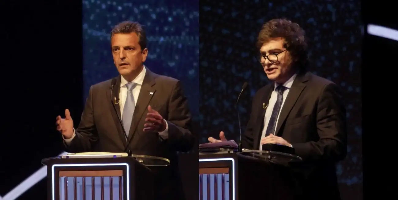 Sergio Massa, candidato por Unión por la Patria (UxP) y Javier Milei, aspirante por La Libertad Avanza (LLA).
