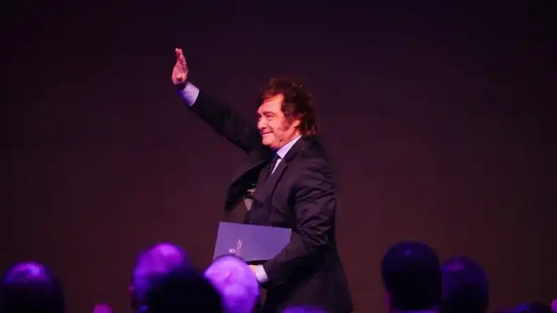 El presidente Javier Milei en el evento de la Fundación Libertad y Progreso.