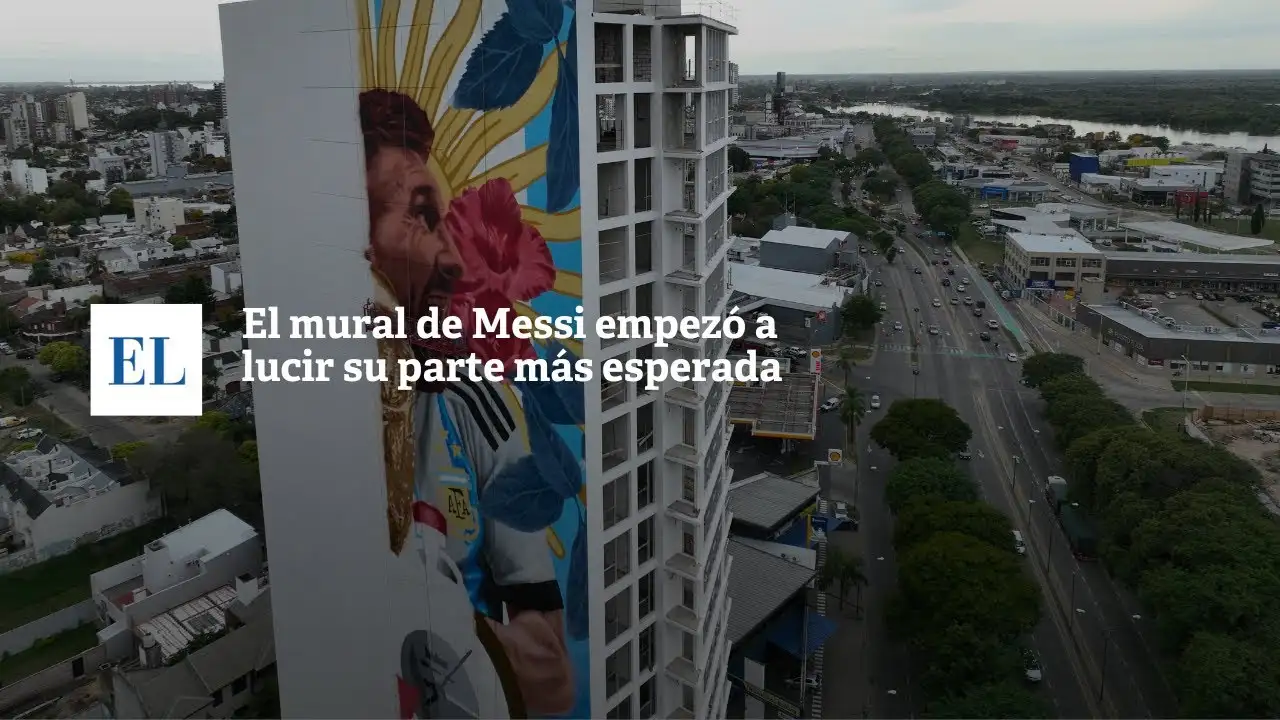El mural de Messi empezó a lucir su parte más esperada