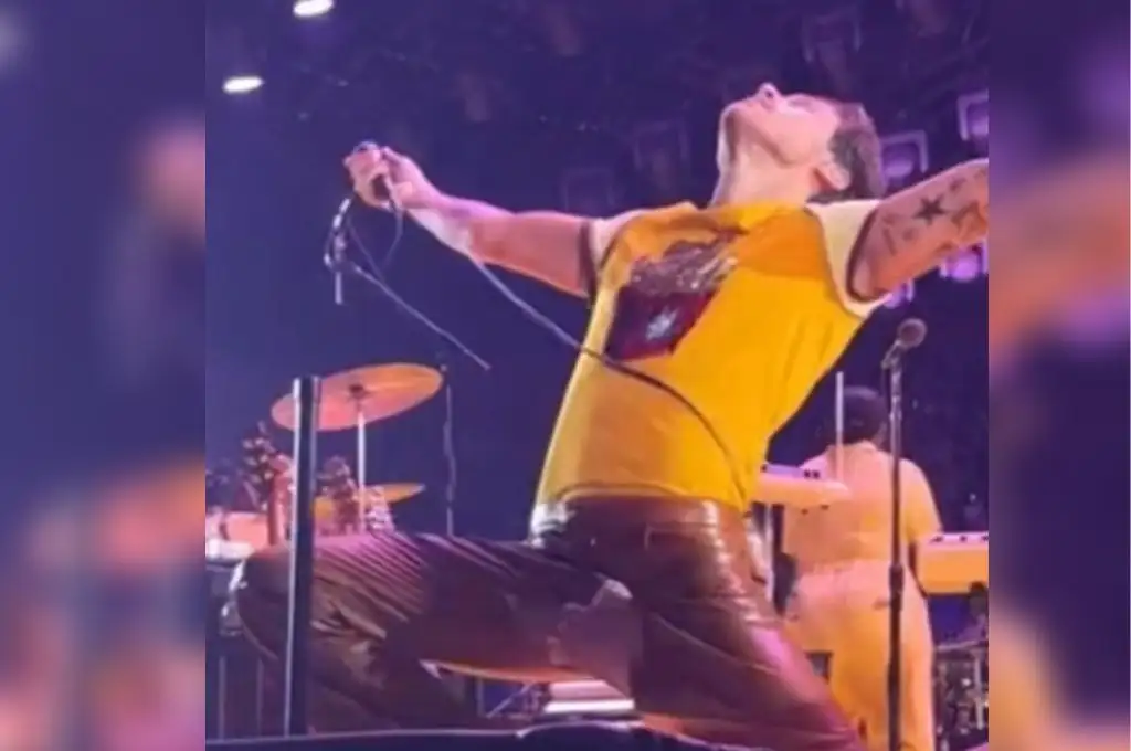 Video: así fue el momento en el que a Harry Styles se le rompió el pantalón en pleno show